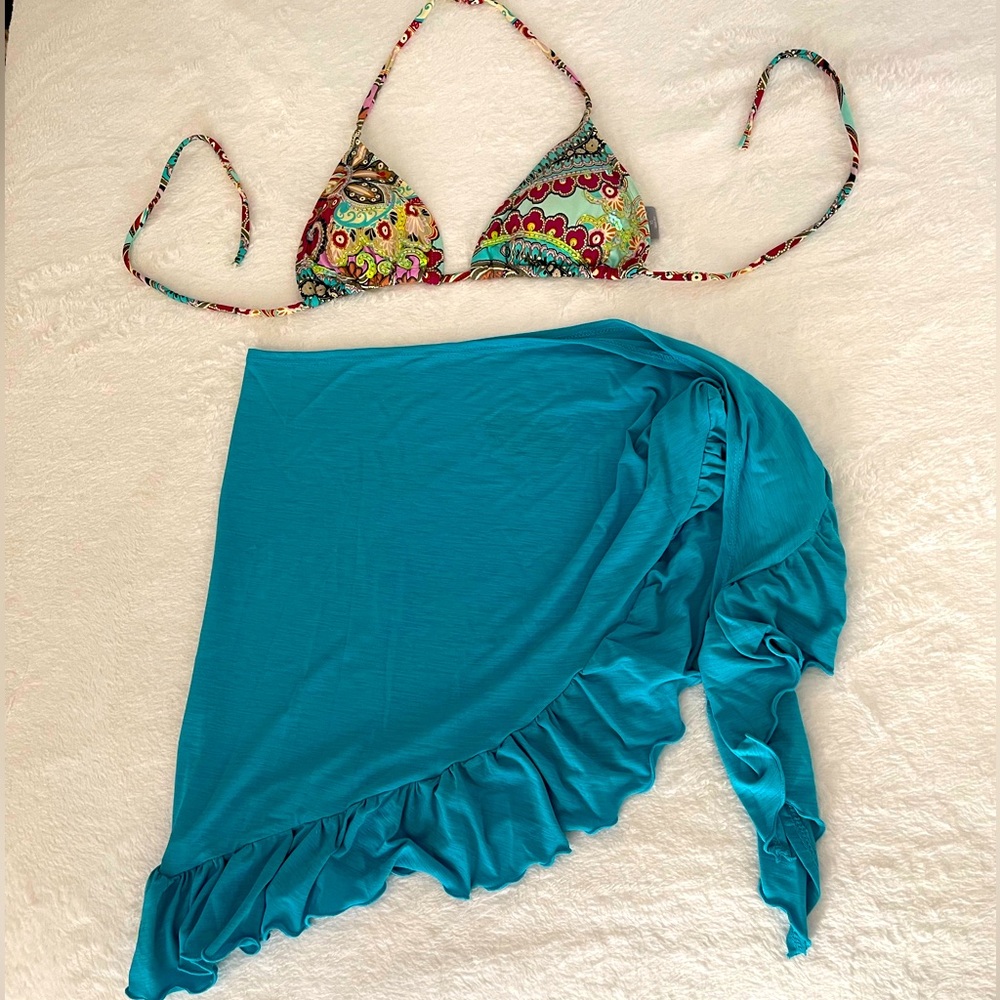 Ondademar Bikini Top Colorful Floral Print with beautiful little details - XS